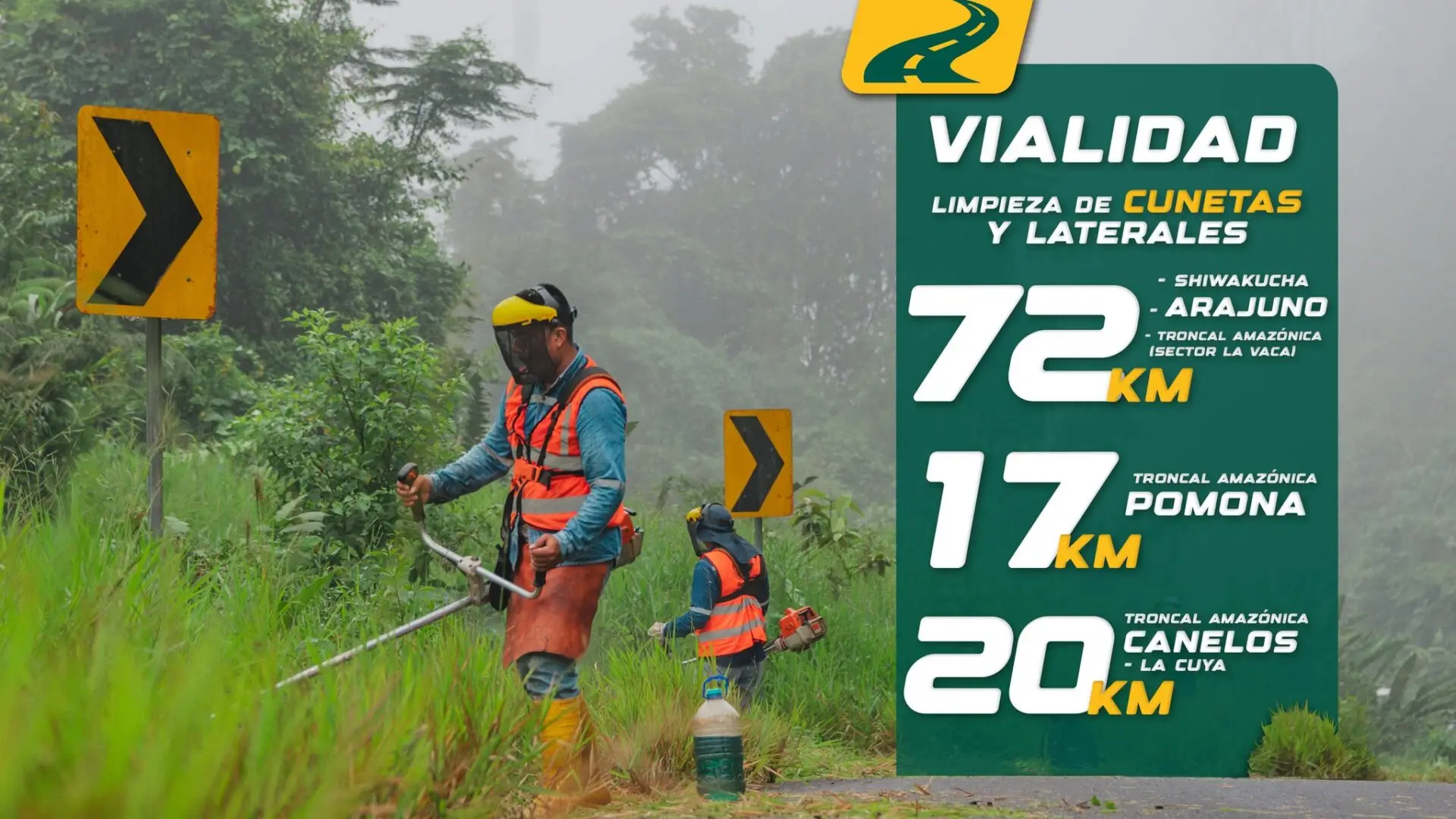 109 kilómetros de mantenimiento de cunetas y laterales.