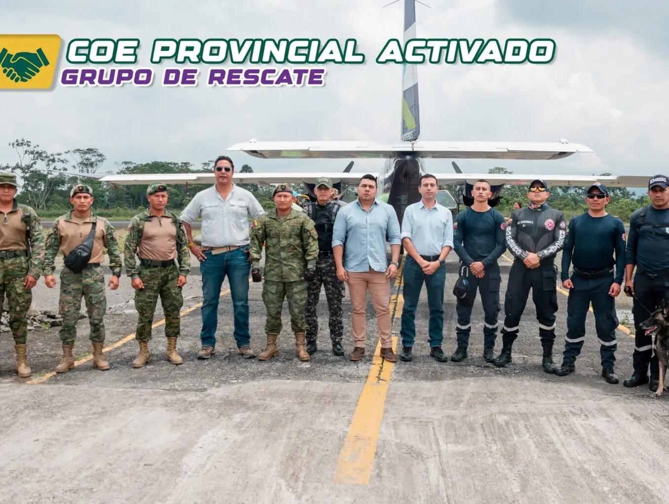 Gobierno de Pastaza que preside el COE provincial coordinó la avioneta en la que se movilizó el personal para la misión de búsqueda.