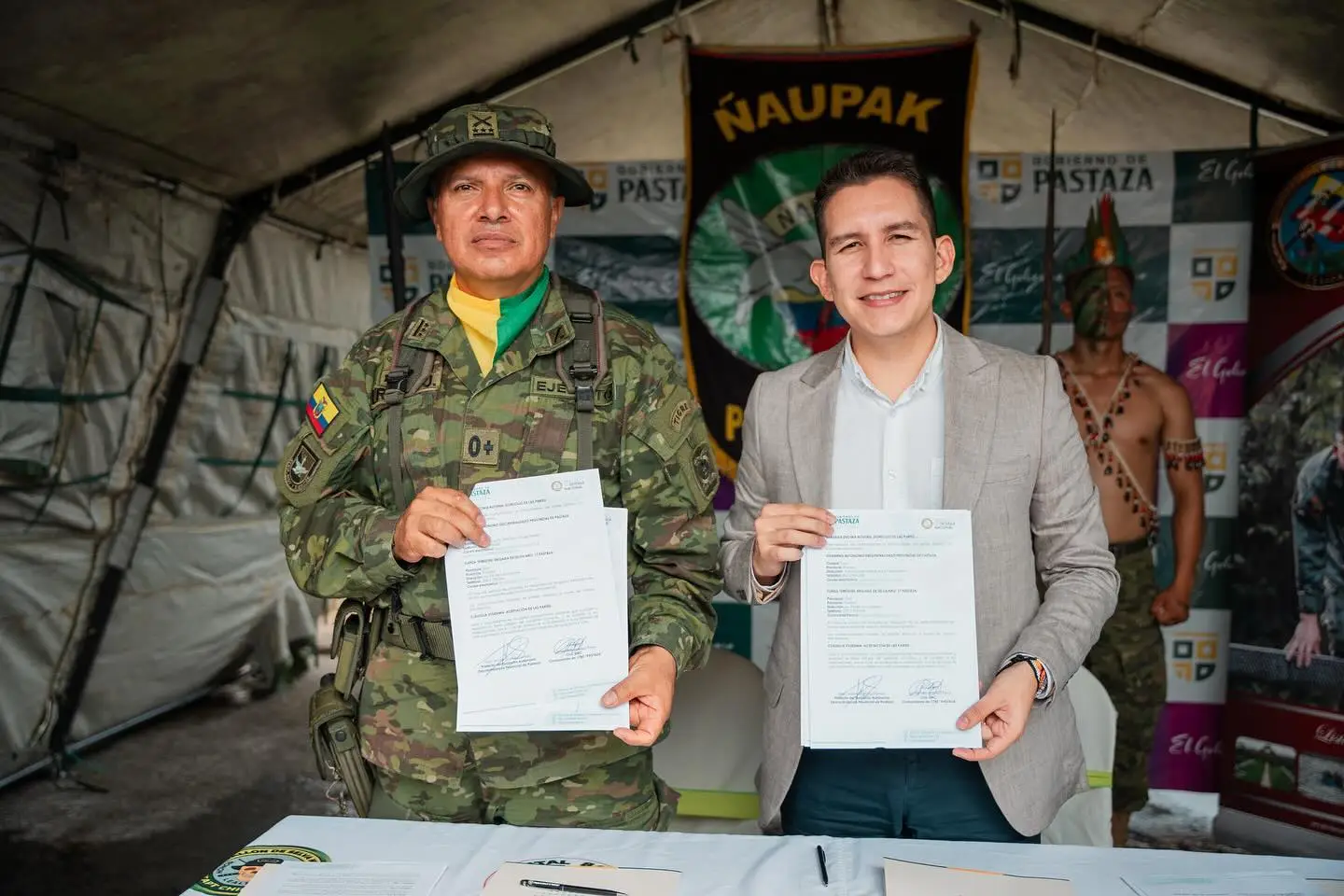 Importante convenio interinstitucional se suscribió entre el Gobierno de Pastaza y el Ministerio de Defensa Nacional.